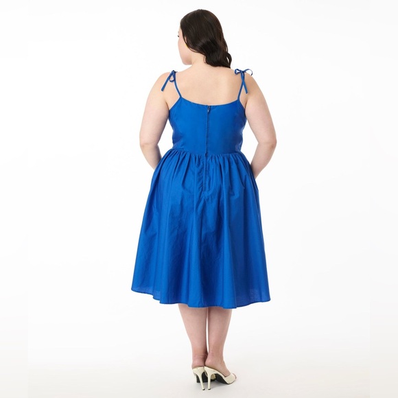 Unique Vintage Royal Blue Sleeveless Cotton Swing Dress, XL, NWT! - Picture 4 of 14